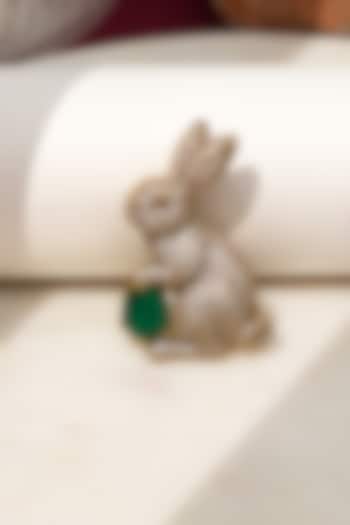 Gold Finish Diamond & Green Stone Bunny Bliss Brooch by Beryachi at Pernia's Pop Up Shop