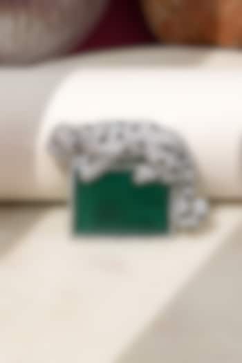 White Finish Diamond & Green Stone Alpha Jaguar Brooch by Beryachi at Pernia's Pop Up Shop