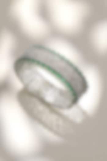 White Finish Diamond & Green Stone Openable Halo Bracelet by Beryachi at Pernia's Pop Up Shop