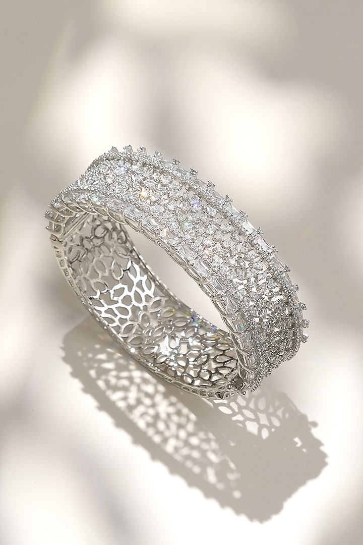 White Finish Diamond Openable Halo Bracelet by Beryachi at Pernia's Pop Up Shop