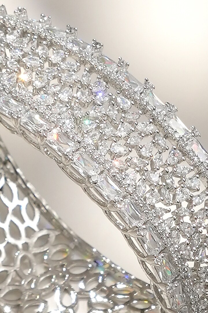 White Finish Diamond Openable Halo Bracelet by Beryachi at Pernia's Pop Up Shop