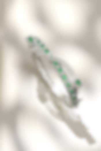 White Finish Diamond & Green Stone Bracelet by Beryachi at Pernia's Pop Up Shop