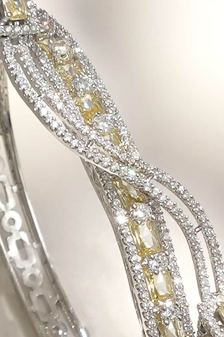 White Finish Diamond & Champagne Stone Bracelet by Beryachi at Pernia's Pop Up Shop