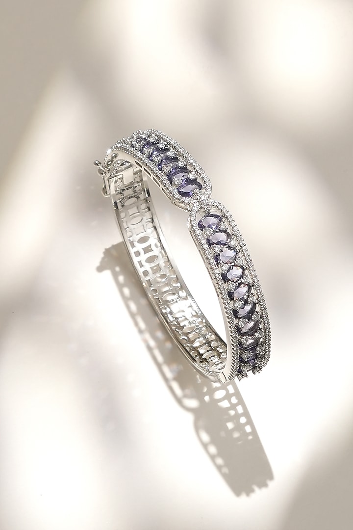 White Finish Diamond & Purple Stone Bracelet by Beryachi at Pernia's Pop Up Shop