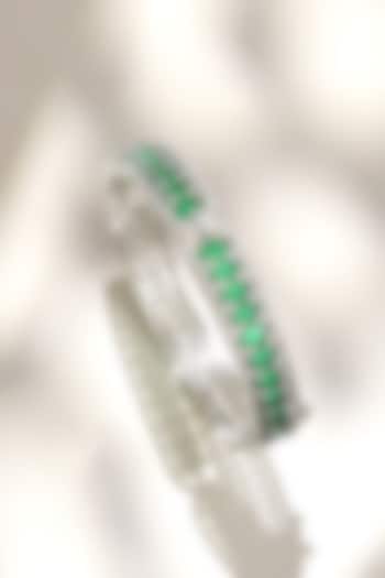 White Finish Diamond & Green Stone Bracelet by Beryachi at Pernia's Pop Up Shop