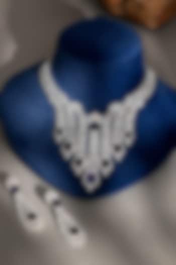 White Finish Diamond & Sapphire Choker Necklace Set by Beryachi at Pernia's Pop Up Shop