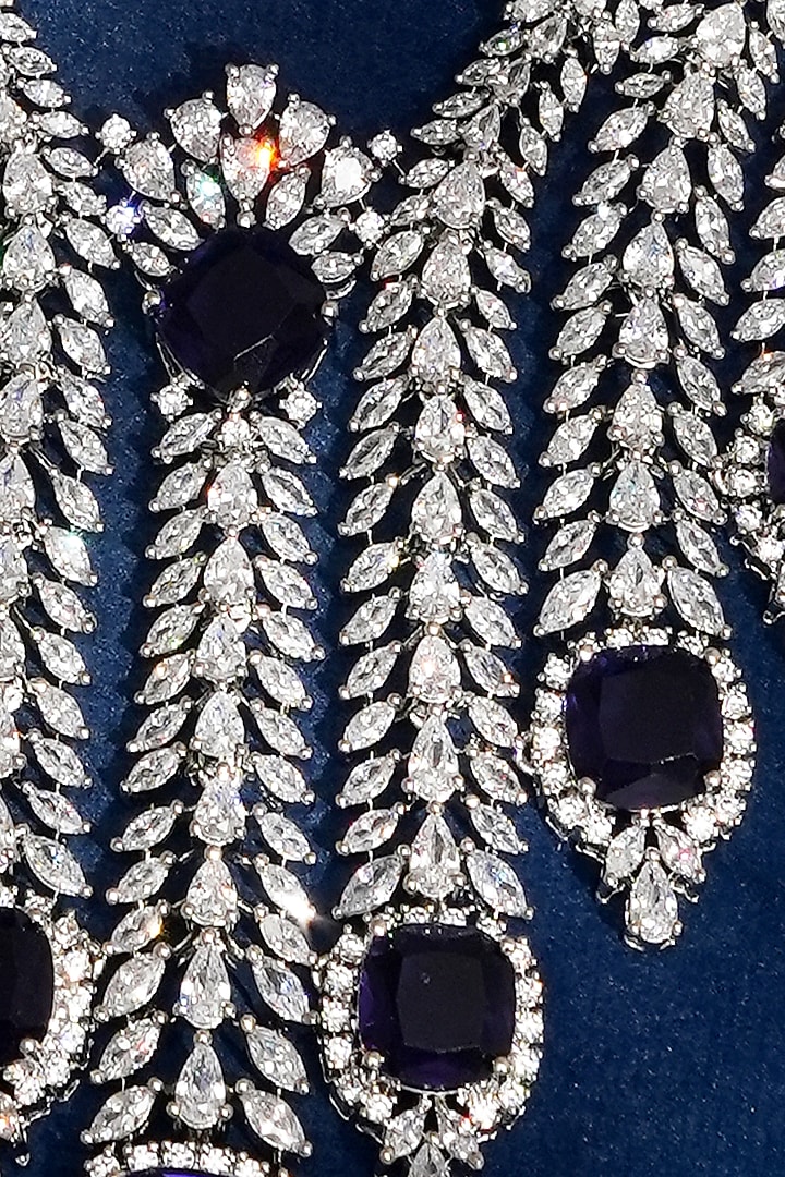 White Finish Diamond & Sapphire Choker Necklace Set by Beryachi at Pernia's Pop Up Shop