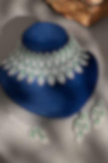White Finish Diamond & Emerald Necklace Set by Beryachi at Pernia's Pop Up Shop