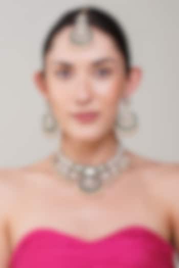 Gold Finish Pearl & Kundan Polki Necklace Set by Beryachi at Pernia's Pop Up Shop