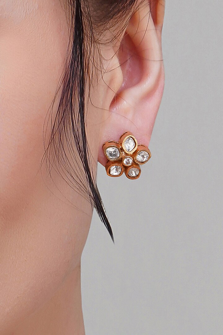 Gold Finish Multi-Colored Gemstone & Kundan Polki Handcrafted Necklace Set by Beryachi at Pernia's Pop Up Shop