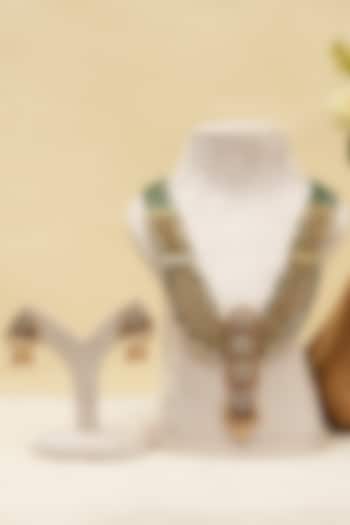 Antique Gold Finish Multi-Colored Kundan Polki Long Necklace Set by Beryachi at Pernia's Pop Up Shop