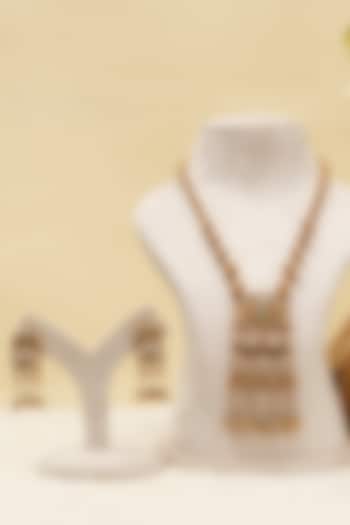 Antique Gold Finish Multi-Colored Kundan Polki Long Necklace Set by Beryachi at Pernia's Pop Up Shop