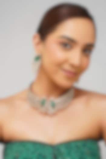 Gold Finish Kundan Polki & Doublet Stone Necklace Set by Beryachi at Pernia's Pop Up Shop