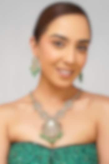 Gold Finish Multi-Colored Kundan Polki Necklace Set by Beryachi at Pernia's Pop Up Shop