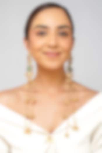 Gold Finish Kundan Polki Dangler Earrings by Beryachi at Pernia's Pop Up Shop