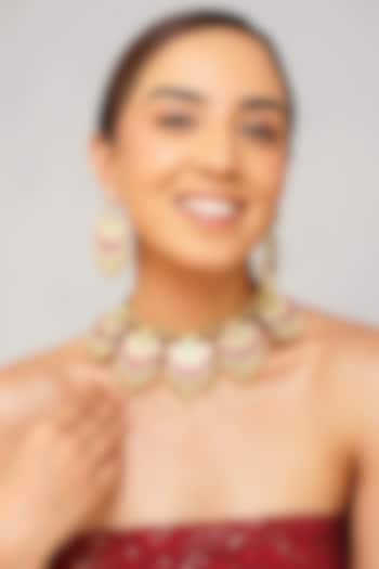 Gold Plated Multi-Colored Pachi Kundan Polki Necklace Set by Beryachi at Pernia's Pop Up Shop