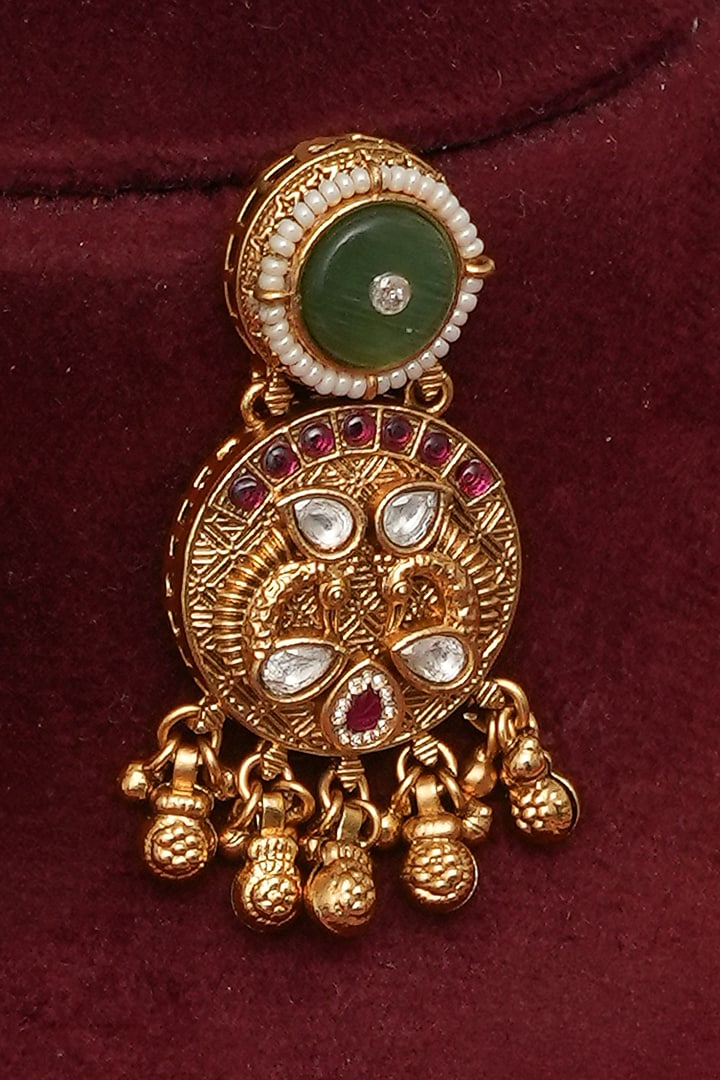 Gold Finish Multi-Colored Kundan Polki Long Necklace Set by Beryachi at Pernia's Pop Up Shop