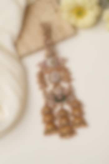 Gold Finish Multi-Colored Kundan Polki & Pearl Challa by Beryachi at Pernia's Pop Up Shop