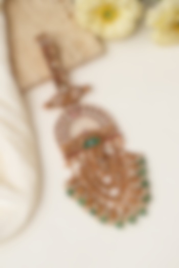 Gold Finish Multi-Colored Kundan Polki & Pearl Challa by Beryachi at Pernia's Pop Up Shop