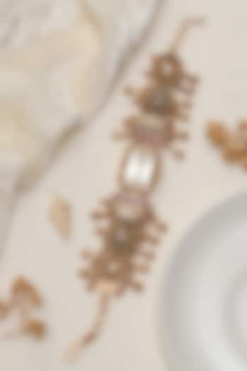 Gold Finish Multi-Colored Kundan Polki Adjustable Watch Bracelet by Beryachi at Pernia's Pop Up Shop