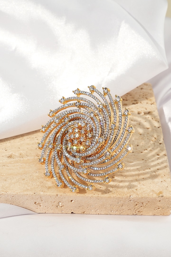 White Rhodium Finish American Diamond Adjustable Ring by Beryachi at Pernia's Pop Up Shop