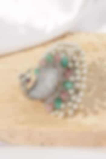 White Rhodium Finish American Diamond Adjustable Ring by Beryachi at Pernia's Pop Up Shop