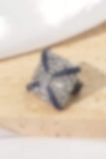 White Rhodium Finish Sapphire Stone & American Diamond Adjustable Ring by Beryachi at Pernia's Pop Up Shop