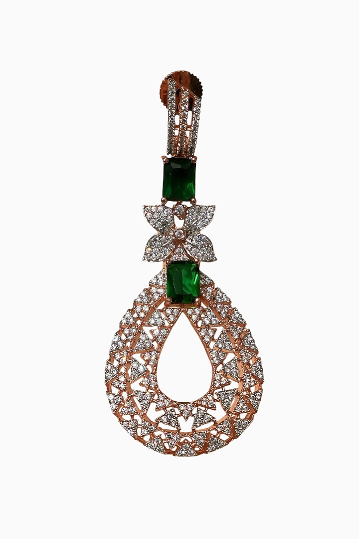 White Rhodium Finish American Diamond Dangler Earrings by Beryachi at Pernia's Pop Up Shop