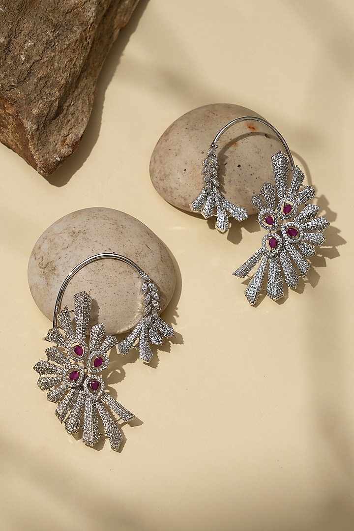 White Rhodium Finish American Diamond Earcuffs by Beryachi at Pernia's Pop Up Shop