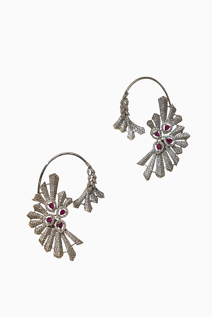 White Rhodium Finish American Diamond Earcuffs by Beryachi at Pernia's Pop Up Shop