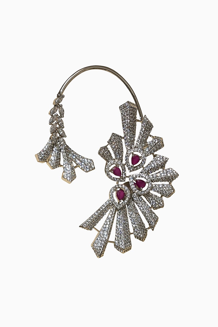 White Rhodium Finish American Diamond Earcuffs by Beryachi at Pernia's Pop Up Shop