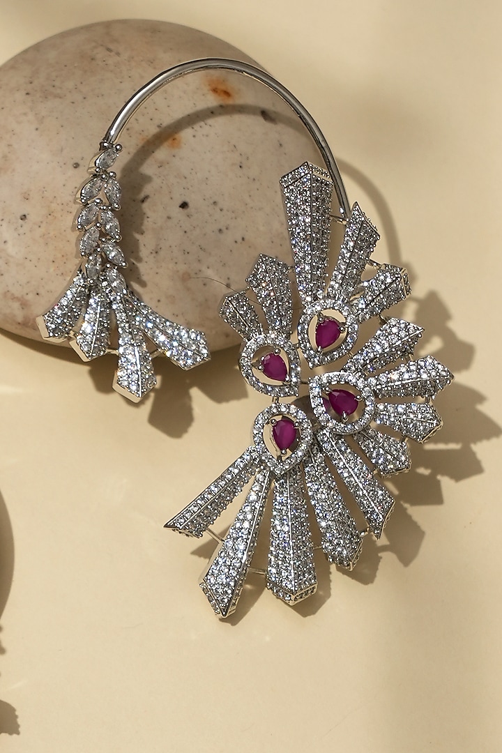 White Rhodium Finish American Diamond Earcuffs by Beryachi at Pernia's Pop Up Shop