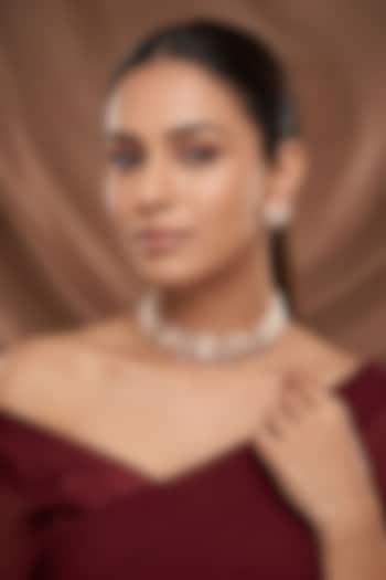 Gold Finish Moissanite Kundan Polki Choker Necklace Set by Beryachi at Pernia's Pop Up Shop