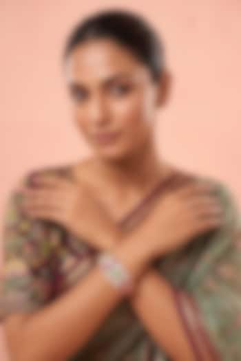 Gold Finish Multi-Colored Kundan Polki Bracelet by Beryachi at Pernia's Pop Up Shop