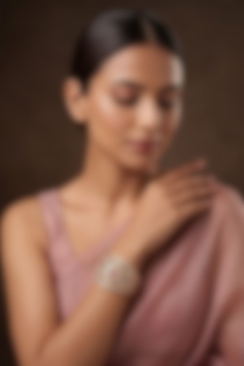 Gold Finish Kundan Polki & Pink Stone Bracelet by Beryachi at Pernia's Pop Up Shop