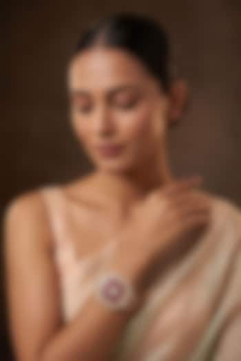 Gold Finish Pink Kundan Polki Jadau Bracelet by Beryachi at Pernia's Pop Up Shop