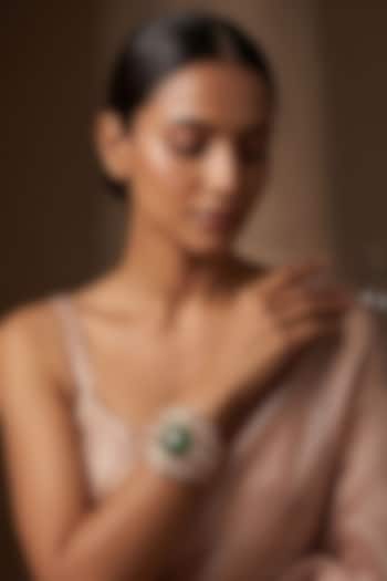 Gold Finish Emerald Stone & Kundan Polki Jadau Bracelet by Beryachi at Pernia's Pop Up Shop
