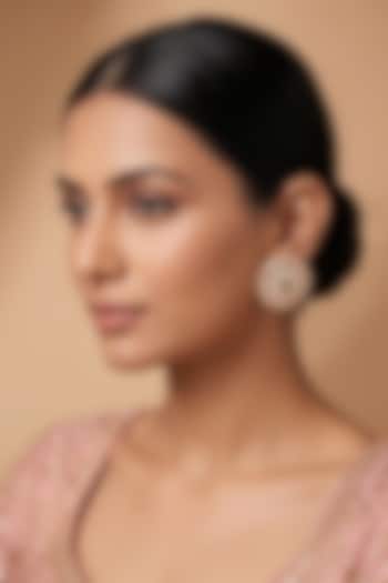 Gold Finish Kundan Polki & Green Stone Stud Earrings by Beryachi at Pernia's Pop Up Shop