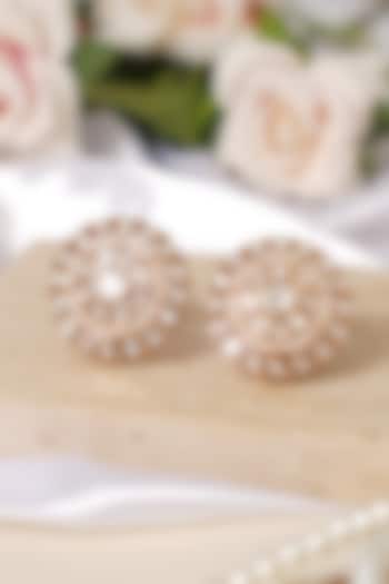 Gold Finish Kundan Polki Stud Earrings by Beryachi at Pernia's Pop Up Shop