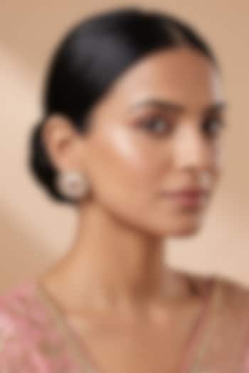 Gold Finish Kundan Polki Jadau Stud Earrings by Beryachi at Pernia's Pop Up Shop