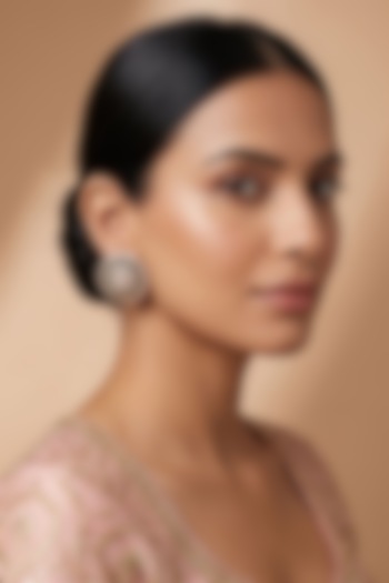 Gold Finish Kundan Polki & Green Stone Stud Earrings by Beryachi at Pernia's Pop Up Shop