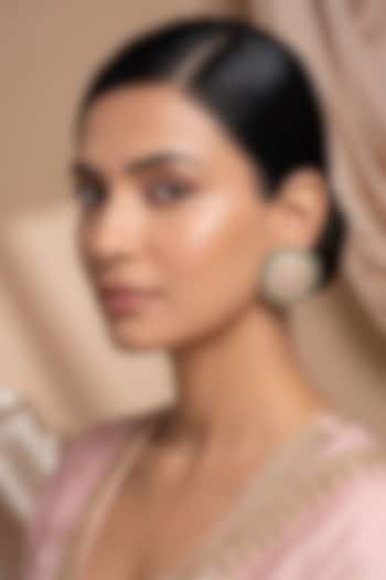 Gold Finish Kundan Polki & Green Stone Stud Earrings by Beryachi at Pernia's Pop Up Shop