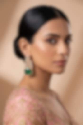 Gold Finish Doublet Kundan Polki & Green Stone Dangler Earrings by Beryachi at Pernia's Pop Up Shop