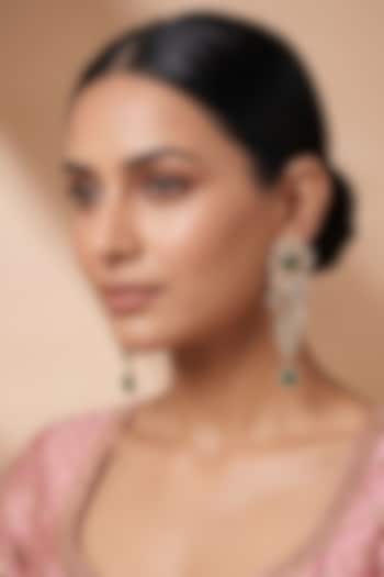 Gold Finish Doublet Kundan Polki & Emerald Stone Dangler Earrings by Beryachi at Pernia's Pop Up Shop