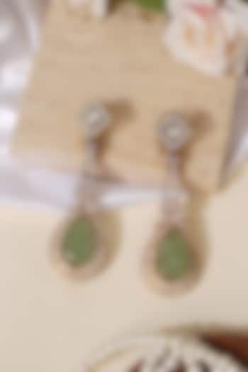 Gold Finish Doublet Kundan Polki & Green Stone Long Earrings by Beryachi at Pernia's Pop Up Shop