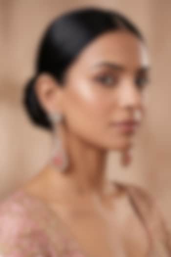 Gold Finish Doublet Kundan Polki & Coral Stone Jadau Long Earrings by Beryachi at Pernia's Pop Up Shop