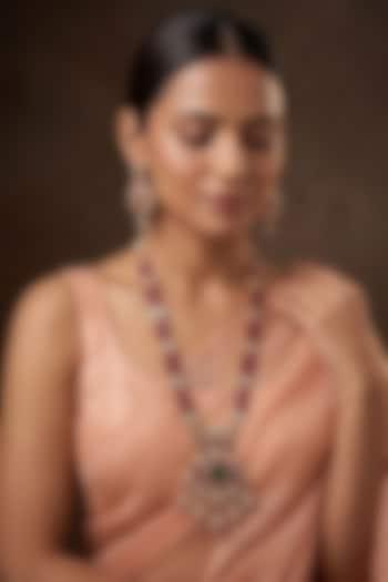 Gold Finish Doublet Kundan Polki Long Necklace Set by Beryachi at Pernia's Pop Up Shop
