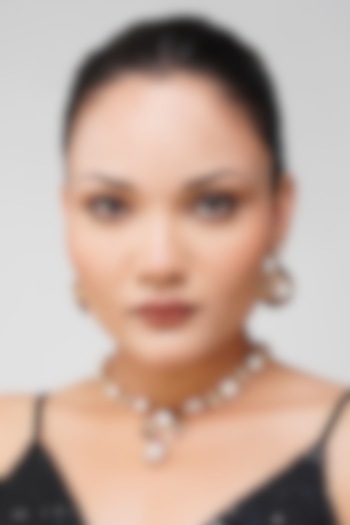 Gold Finish Navratna Stone & Kundan Polki Necklace Set by Beryachi at Pernia's Pop Up Shop