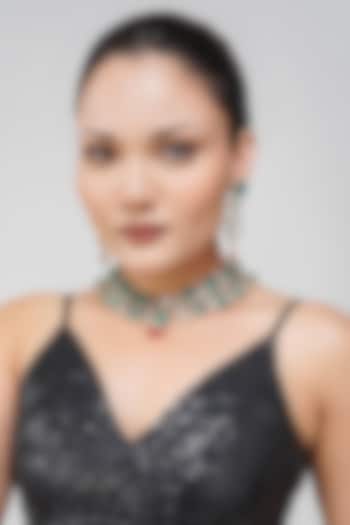 Gold Plated Kundan Polki & Ruby Red Stone Necklace Set by Beryachi at Pernia's Pop Up Shop