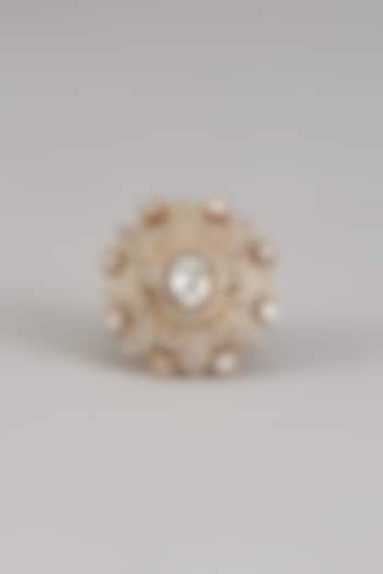 Gold Finish Kundan Polki & Zircon Ring by Beryachi